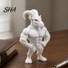 Narrative Space Decor 3D Printed Muscular Goat Figurine, Animal Sculpture Desk for Niche Art Collectible Home Office Shelf, Fun Gift Gym Goers Lovers