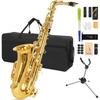 Beginner's Alto Saxophone Eb Saxophone with Gold Lacquer, Protective Case, Engraved Saxophone Set