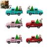 Alloy Vehicle Ornament Christmas Pickup Truck Figurine, Vintage Car Statue with Santa Claus, Miniature Tree, Snowman, for Holiday Party Model