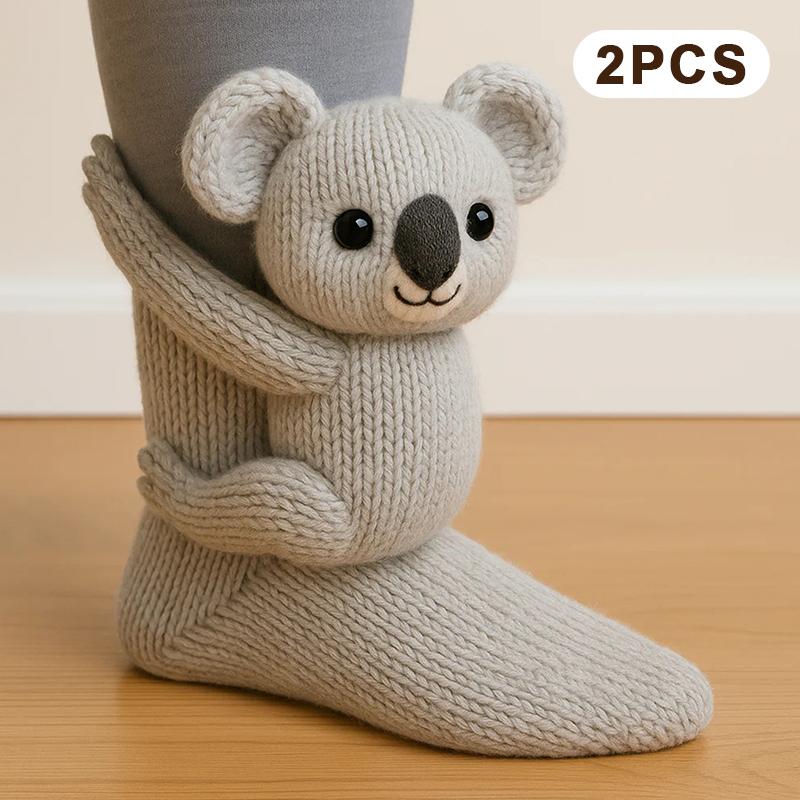 3D Knit Animal Sloth Socks,2025 Christmas Socks For Wome Collection Fun Cute Plush Animals Hug Crew Socks For Child