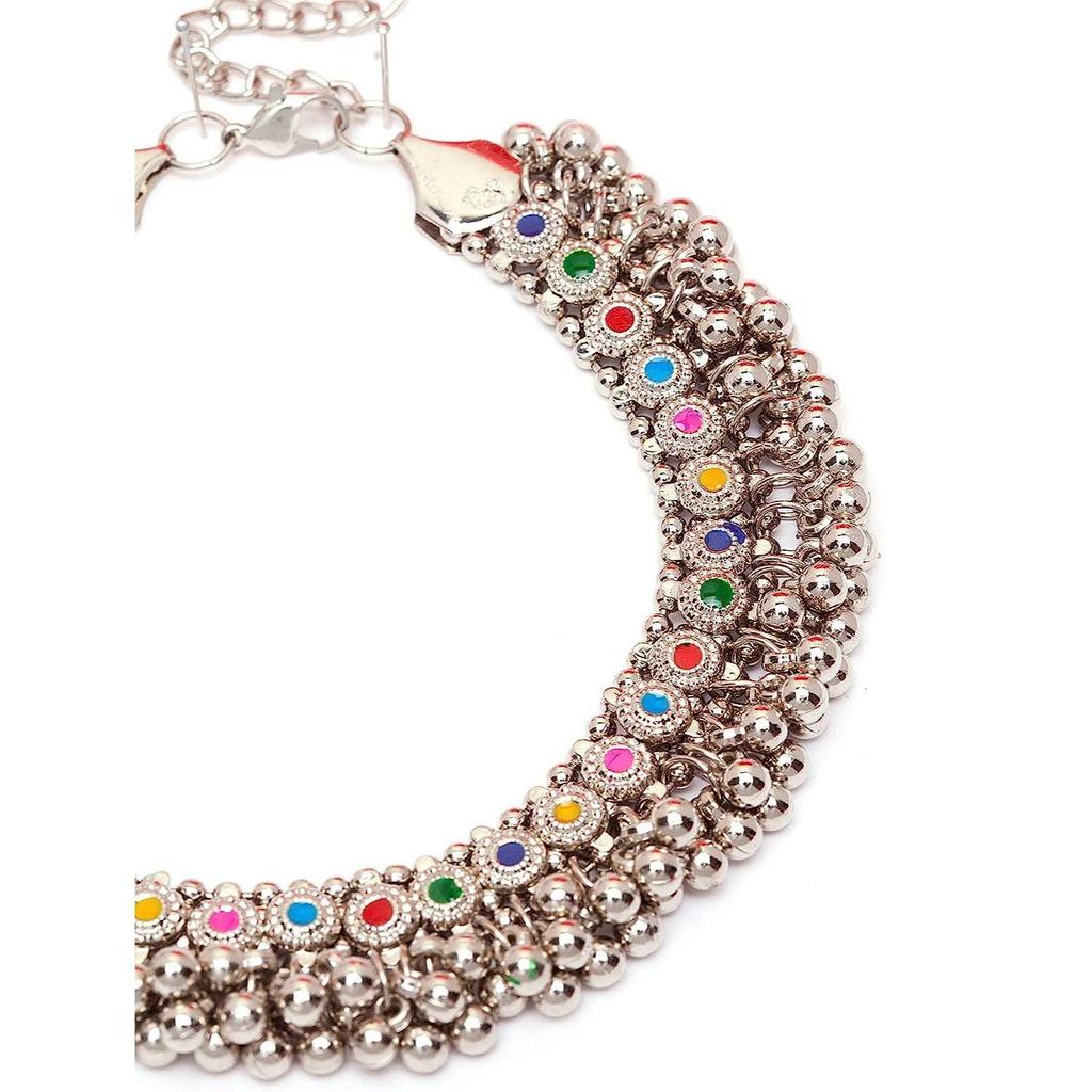 Ожерелье-чокер Shining Diva Fashion, новейшее стильное необычное оксидированное серебро, племенное колье для женщин и девочек