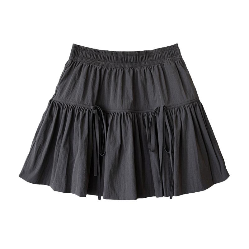 White Straps and Puffy Skirt for Women In Summertime Thin New Arrival Style Ballet Style Pleated Small Person Looking Slim A-line Short Skirt