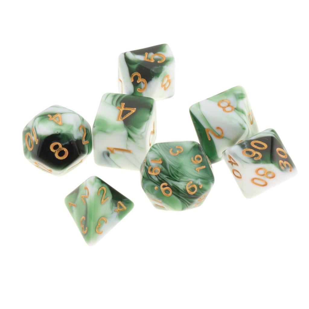 Набор из 7 шт. Акриловые многогранные кубики Double-Colors D8 D10 D10% D12 D20 для настольных игр, семейных игр, RPG