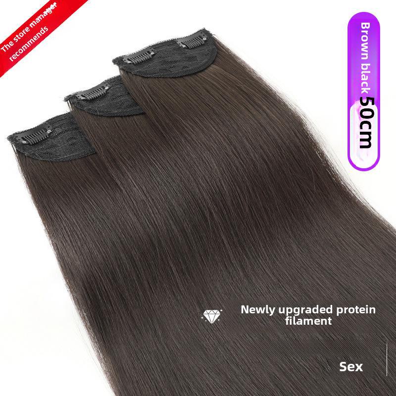 Women's Long Straight Seamless Hair Extensions - Three-Piece Invisible Wig Patch