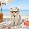 Summer Cat Gear Beach Hat, Cap with Ear Holes, Adjustable Pet Sun Hat for Small Dogs Cats Outdoor Protection Pets