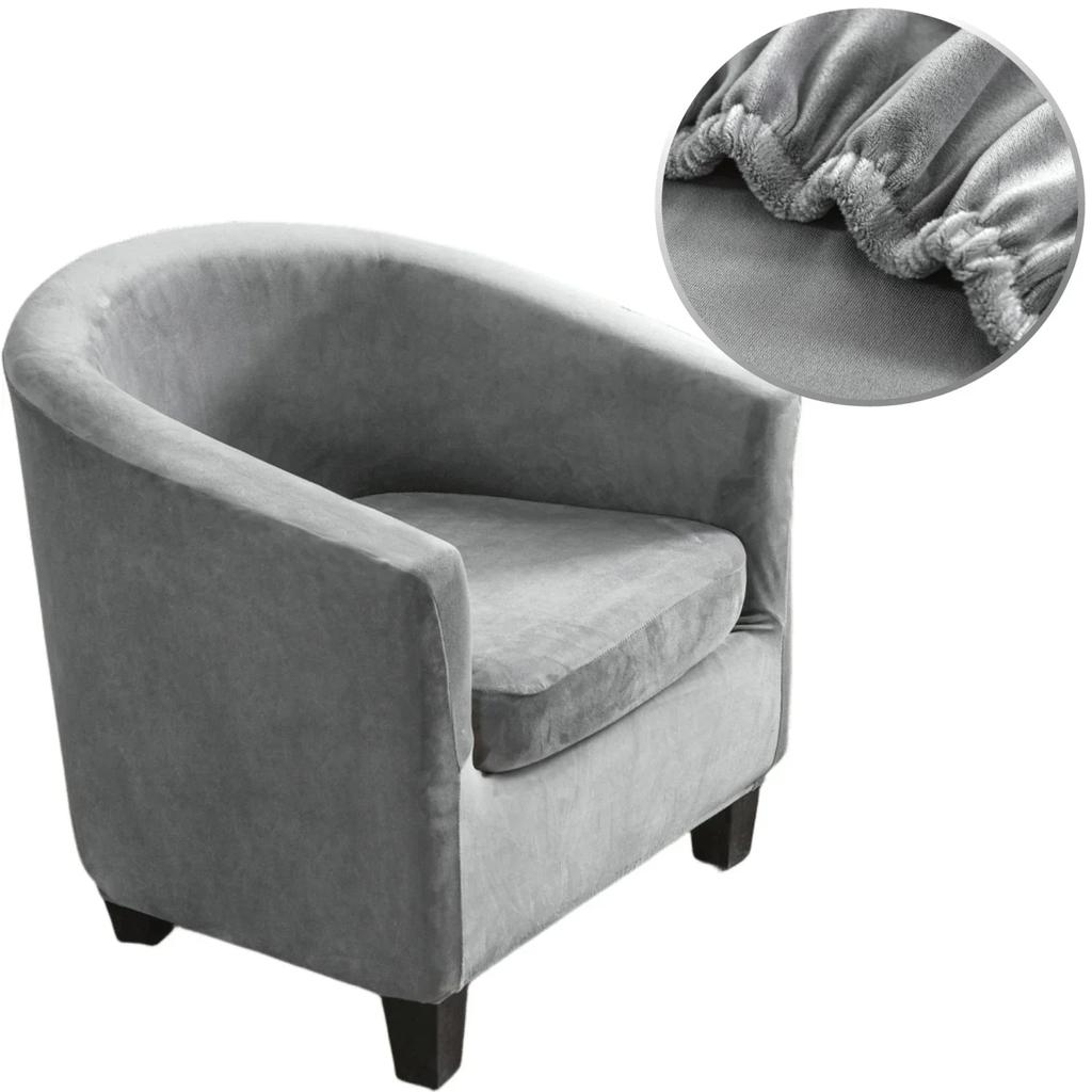 Плюшевые Велюровые Чехлы на Кресло-Тюб Чехол на Клубное Кресло Чехол на Подушку 2-Piece Эластичный Мягкий Моющийся Защитный Чехол для Кресла Дивана Мебели