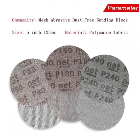 15 Pcs 5 Inch 125mm Mesh Abrasive Dust Free Sanding Discs Anti-blocking Dry Grinding Sandpaper 80 to 320 Grit removal and finish