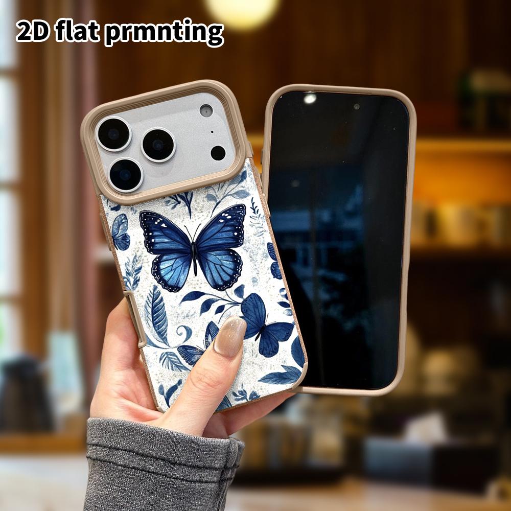 Phone Case: Lambskin 2D Flat Samsung Galaxy A34 A35 M05 M06 S20 S22 S21 FE Plus 5G Protective Case, Blue and White Butterfly, Christmas and Halloween 