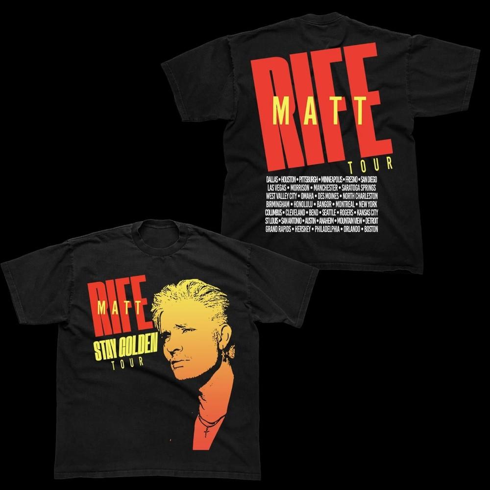 Matt Rife Stay Golden Tour 2025 Comedian 2 Sided T Shirt Full Size. Unisex T-Shirt