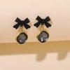 Simple and Stylish Metal Black Bow Geometric Earrings Women, Needle Stud Earrings Retro Earrings Earrings