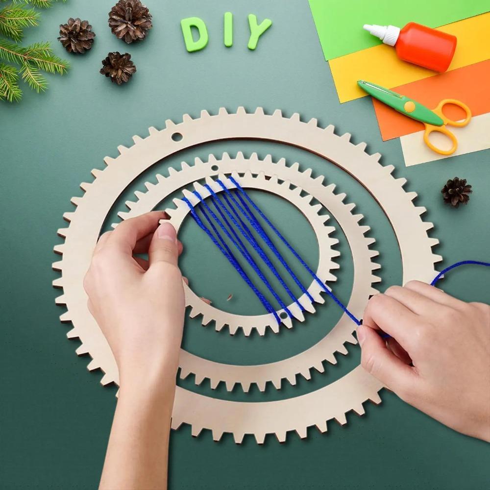 Versatile Wooden Weaving Loom Kit Weaving Comb Traditional Circular Gear Weaving Modular Design Art Crafts