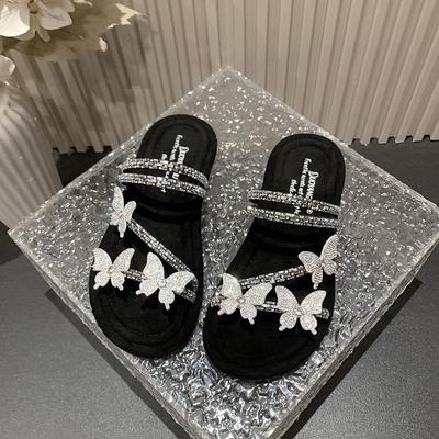 НОВЫЕ женские босоножки летние новые дизайнерские женские брендовые босоножки с кристаллами элегантные плоские платья женские тапочки