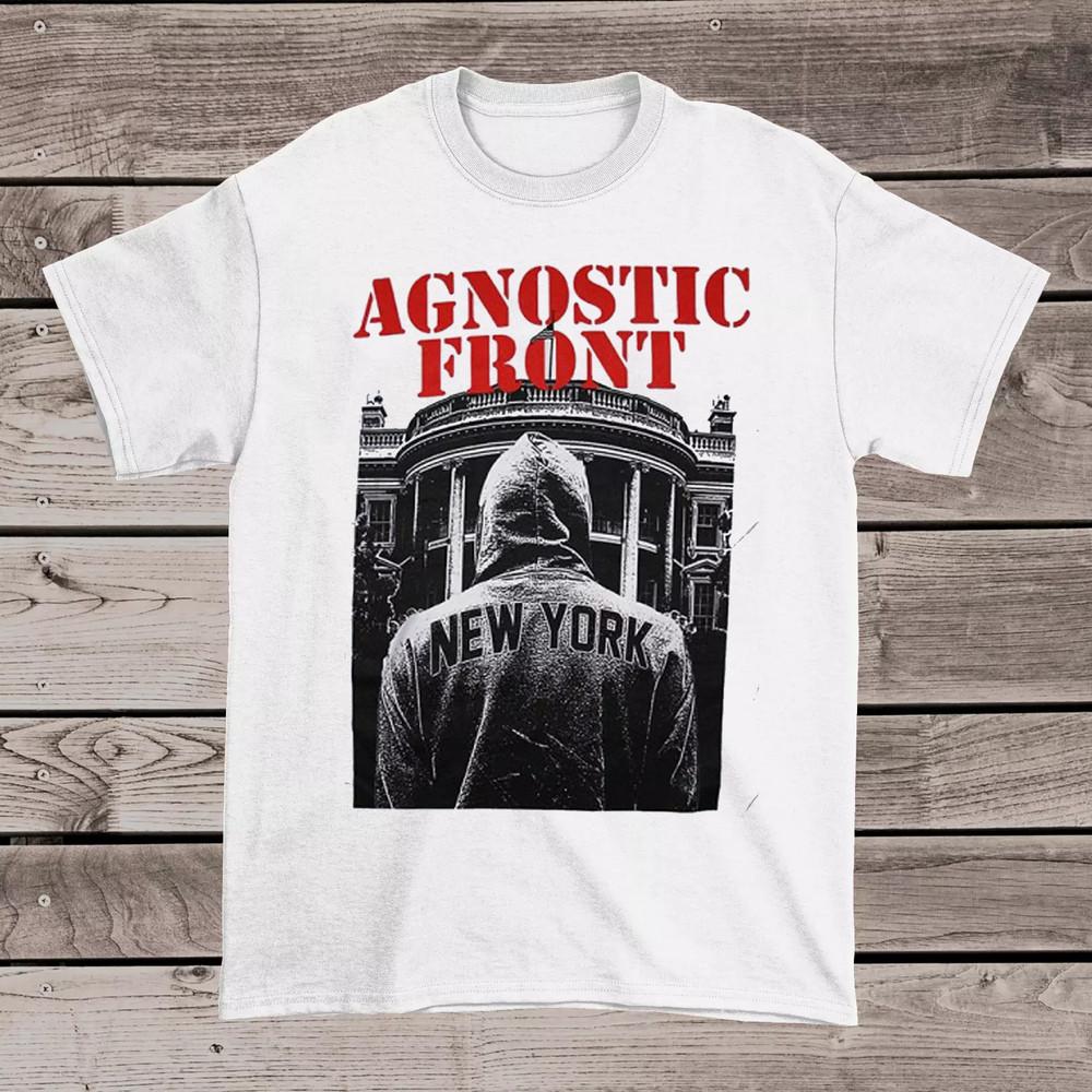 Agnostic Front БАНДА Нью-Йорк Белая Футболка Полный Размер S-5XL NEW36 Унисекс Футболка