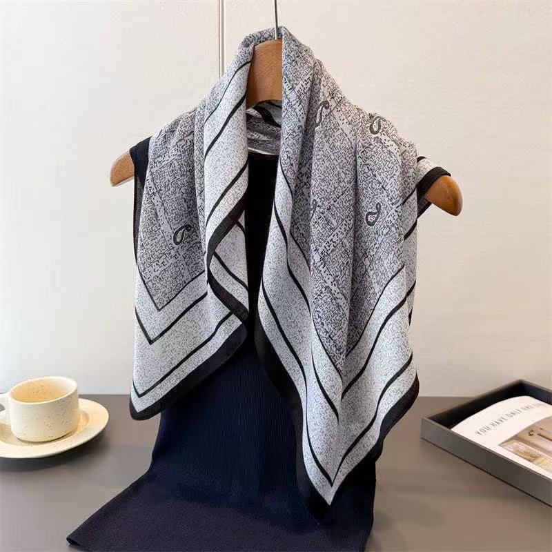 [Silk Scarf Collection] New Silk Scarf Temperament Versatile Velvet Sense Fashion Retro Soft High-end Scarf