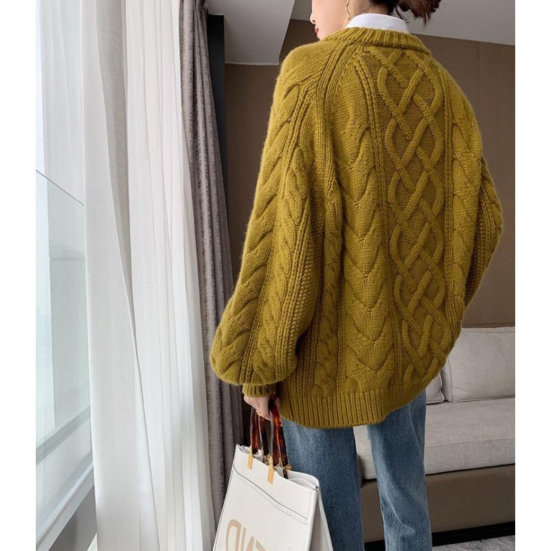 INDFS Women's Fashion Casual Fall Winter Solid Color Print Long Sleeve O-Neck Sweaters