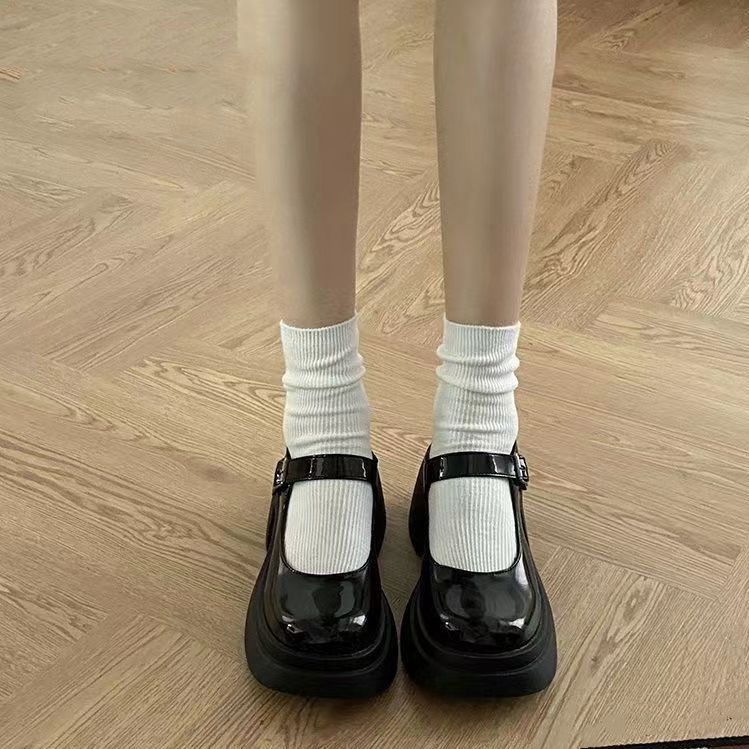 Retro Solid Color Platform Loafers Women's 2025 Spring and Summer New Casual British Style Single Shoes Fashion Buckle Small Leather Shoes