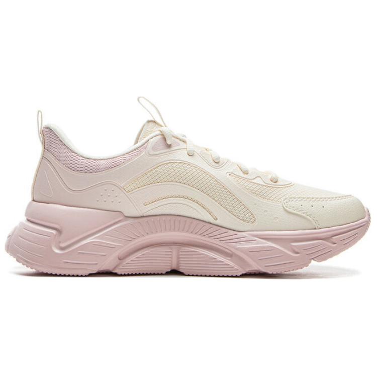 Li-Ning Легкие Мягкие Амортизирующие Повседневные Беговые Кроссовки Женские Кроссовки Молочно-Белые Розовые ARSV036-1