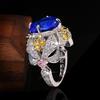 Hot-selling Jewelry In Europe and America Fashion Flowers Colorful Zircon Fox Sapphire Ring Personality Temperament Ring