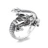 Ring for One Size Fits 925 Silver for Rugged Dragon Dragon Dragon Sterling Red Retro New Party Gift Women, Most, Men, Ring, Head, Zodiac, Silver,