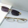 Модные винтажные безободковые квадратные солнцезащитные очки Женские Мужские Роскошный бренд Дизайнер Популярные для путешествий Вождения Металлические Маленькие Солнцезащитные очки
