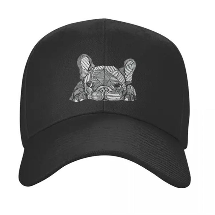 New solid color men's and women's baseball caps printed Bulldog outdoor fashion trend cap