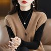 Cardigan Sweater Autumn and Winter 2022 V-neck Knitted Cardigan Vest Women South Korean Loose Sleeveless Sweater Vest Women