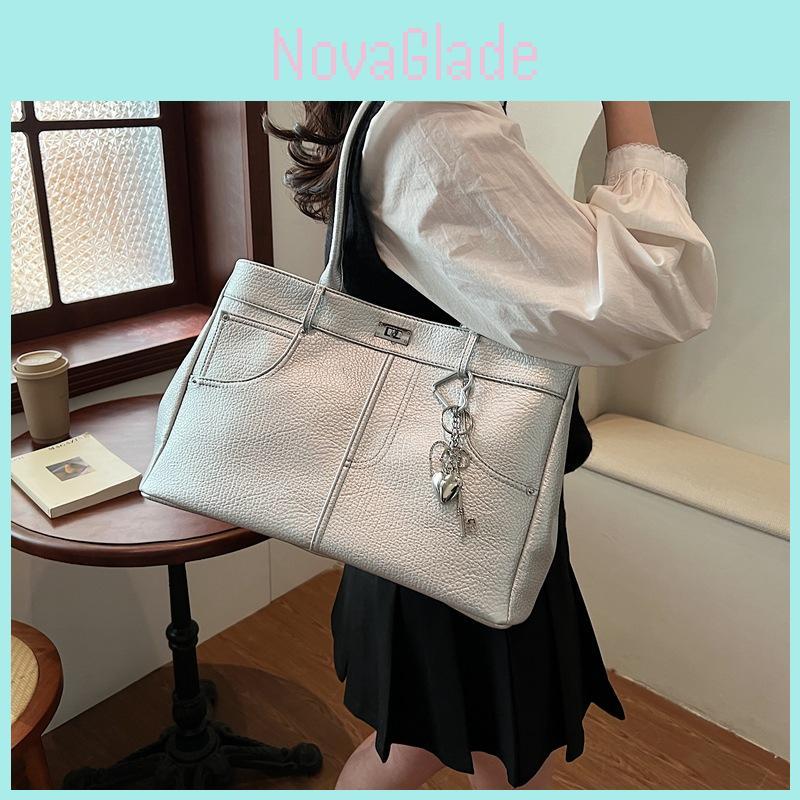 Style Large Shoulder Bag With Top Handle For Casual Outings