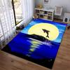 Moonlit Dolphin Jumping in Ocean Scene Decorative Area Rug Carpet Suitable for use as an anti-slip for living room bedroom sofas