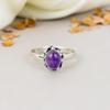 925 Sterling Silver Amethyst Gemstone Oval Shape Purple Gemstone Ring For Women