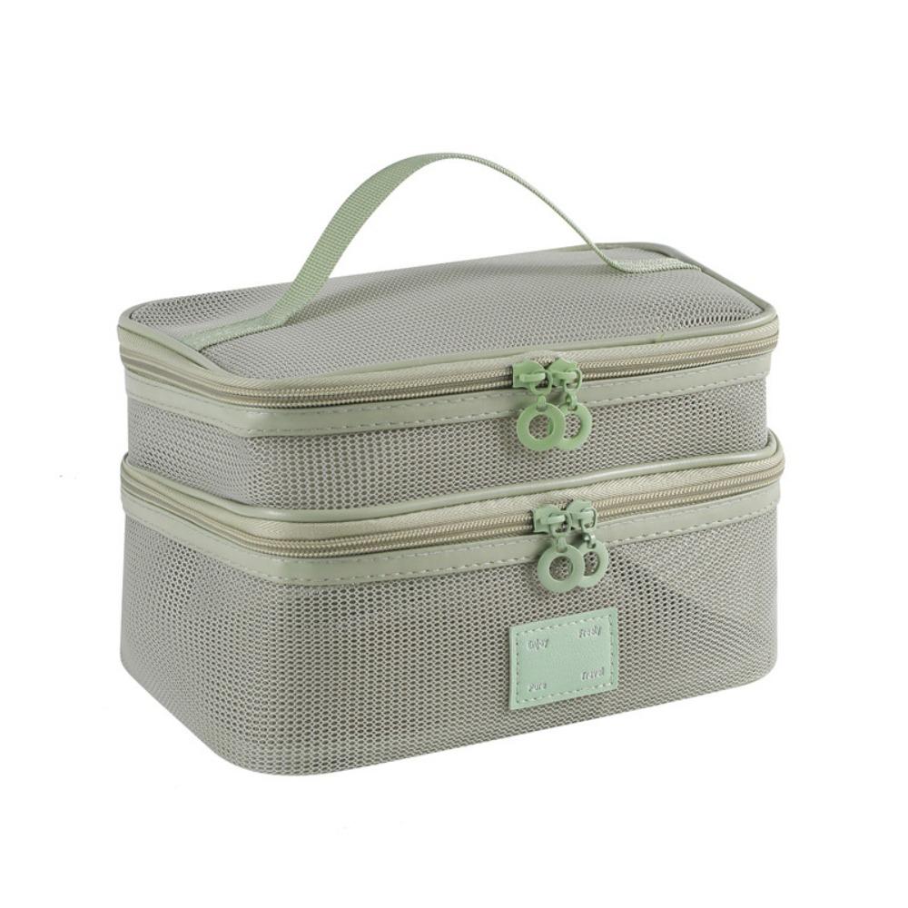 Square Transparent Mesh Cosmetic Bag Lightweight Storage Toiletry Bag  Camping