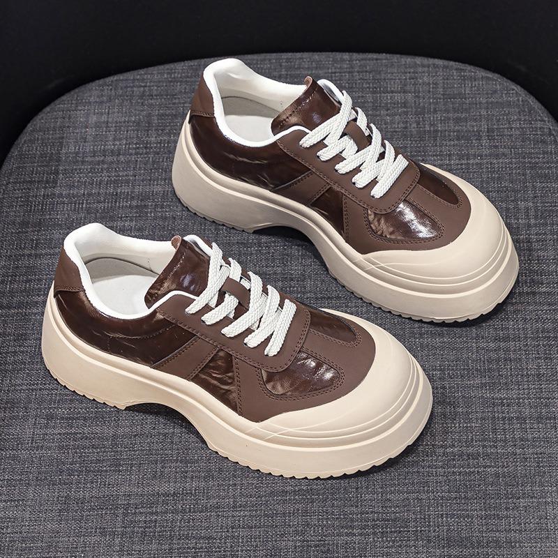 Туфли белые с толстой подошвой из кожи, спортивные, повседневные, для досок, женские туфли Old Dad