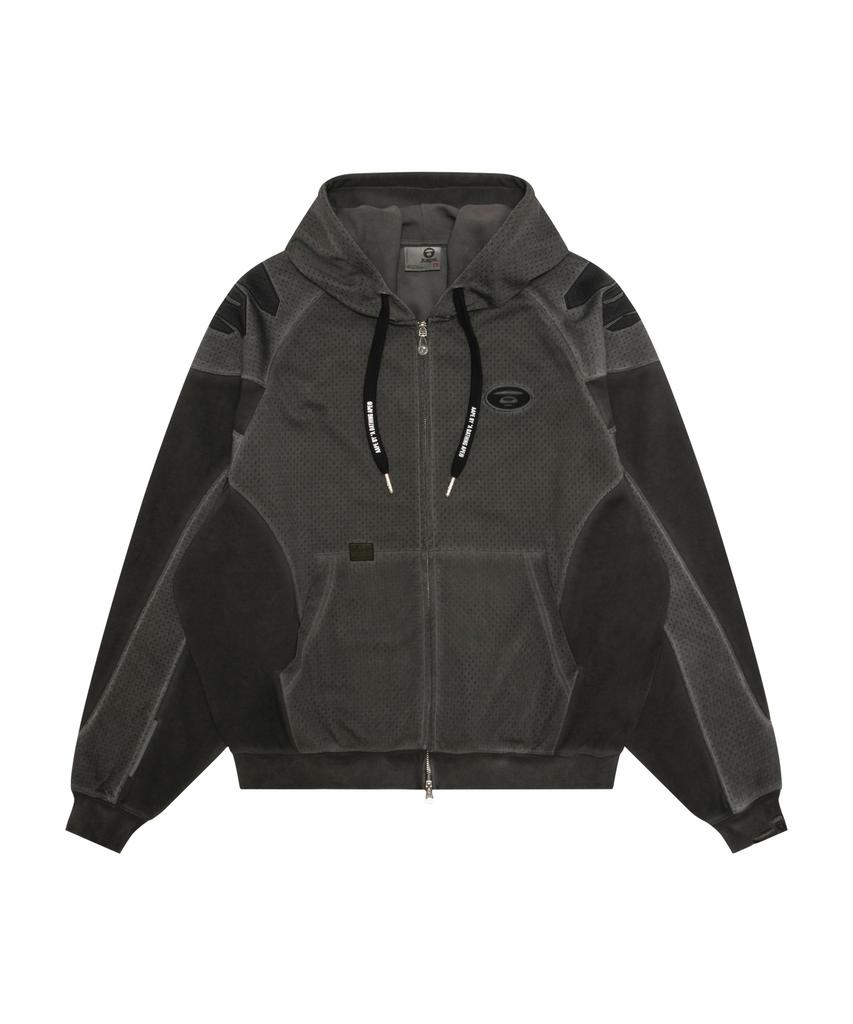 Aape Moonface Washed Zip-Up Hoodie Charcoal / Aapswmd351Xxqbkl