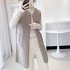 Fall Winter Women Vest Coat Round Neck Loose Mid Length Sleeveless Single-breasted Pockets Cardigan Warm Thick Outwear Waistcoat