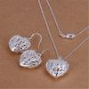 Очаровательное ожерелье из стерлингового серебра 925 пробы, серьги, комплект ювелирных изделий для женщин, сердце, модные вечерние, рождественские подарки, высокое качество