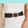 Summer Fashion Faux Leather Waist Belt With Round Closure And Metal Buckle For Dresses