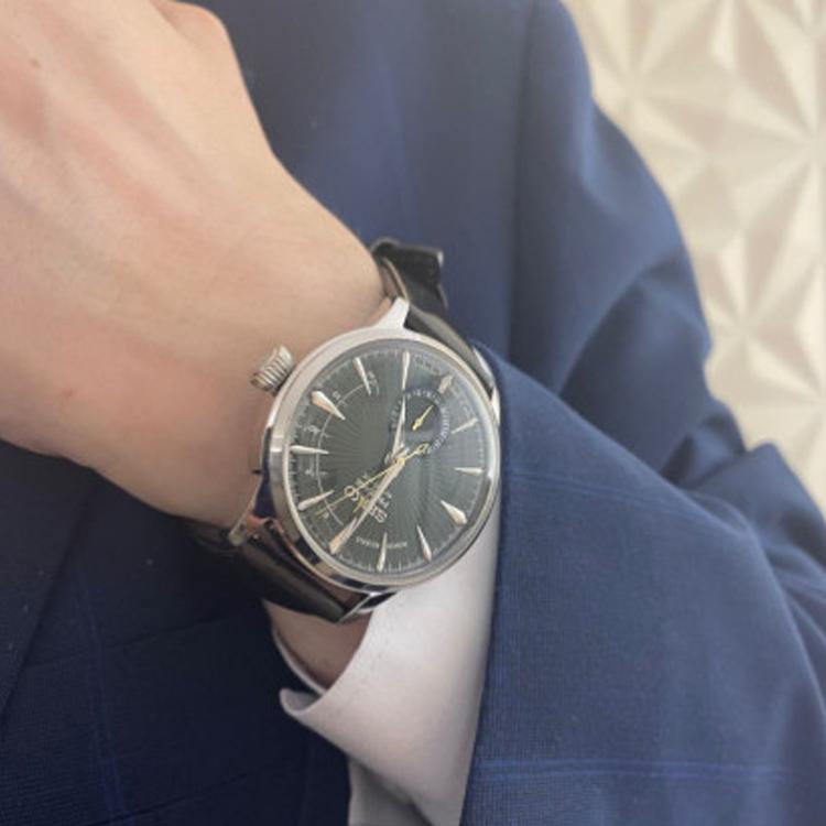 Seiko Коктейль Бизнес Джентльмен Механический механизм Кожаный ремешок Часы Мужские Зеленый SSA459J1