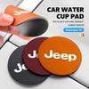 CROAHV1 For Jeep 2pcs Car Logo Coaster Suede Water Cup Anti-Slip Pads Auto Interior Accessories Compass Renegade Cherokee Wrangler JK