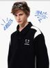 Hello Hipanda, Panda Trendy Brand Waffle Cross Shoulder Personalized Collar Hoodie, Color Contrasting Top