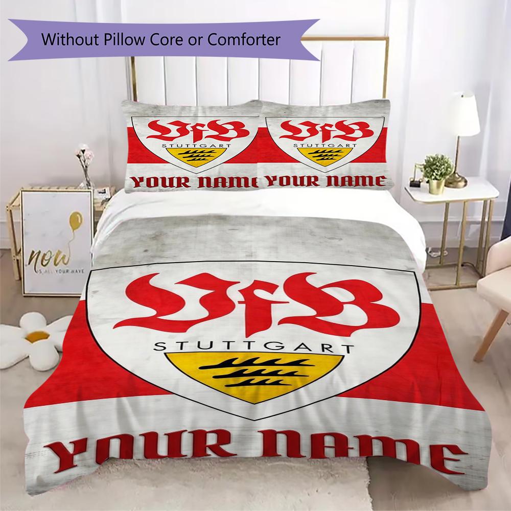 Custom Name VfB Stuttgart Bedding,Quilt Set Quilt Cover Pillowcase Home Birthday Gift(1 * duvet cover + 2 * pillowcase, without core)_xia