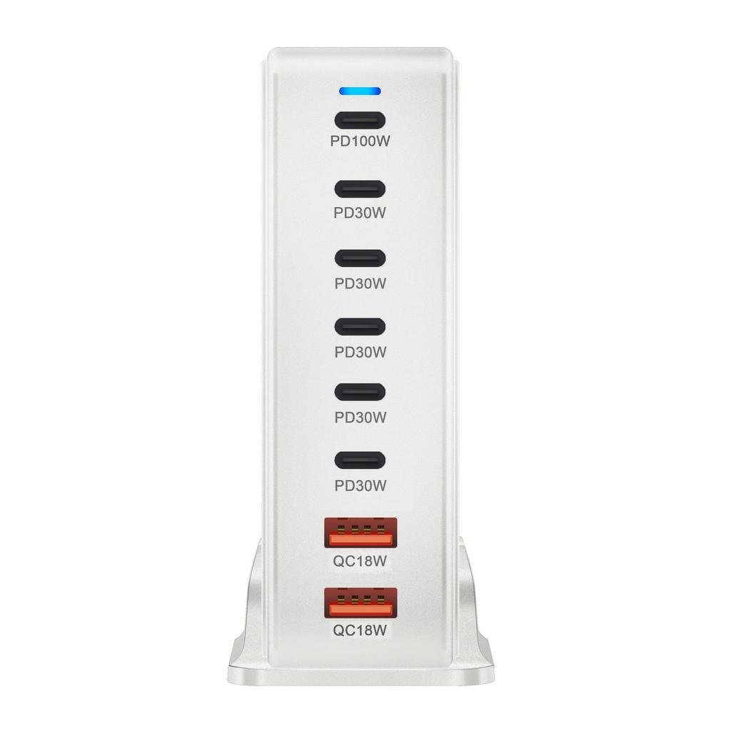286W GaN Desktop PD Charger: 6 USB-C/2 USB-A Ports, Multifunctional Adapter