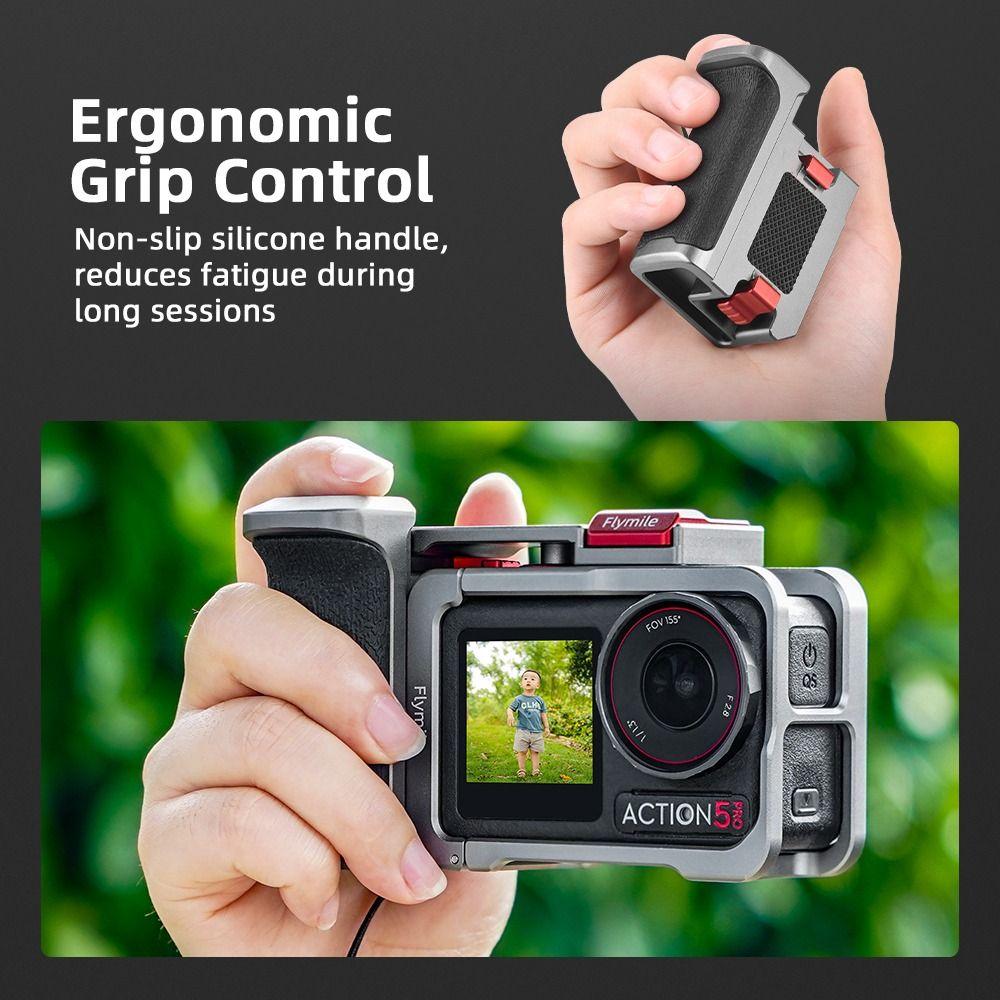 Aluminum Alloy Camera Grip Handle Rabbit Cage for Osmo Action 3/4/5 Pro Camera Accessories