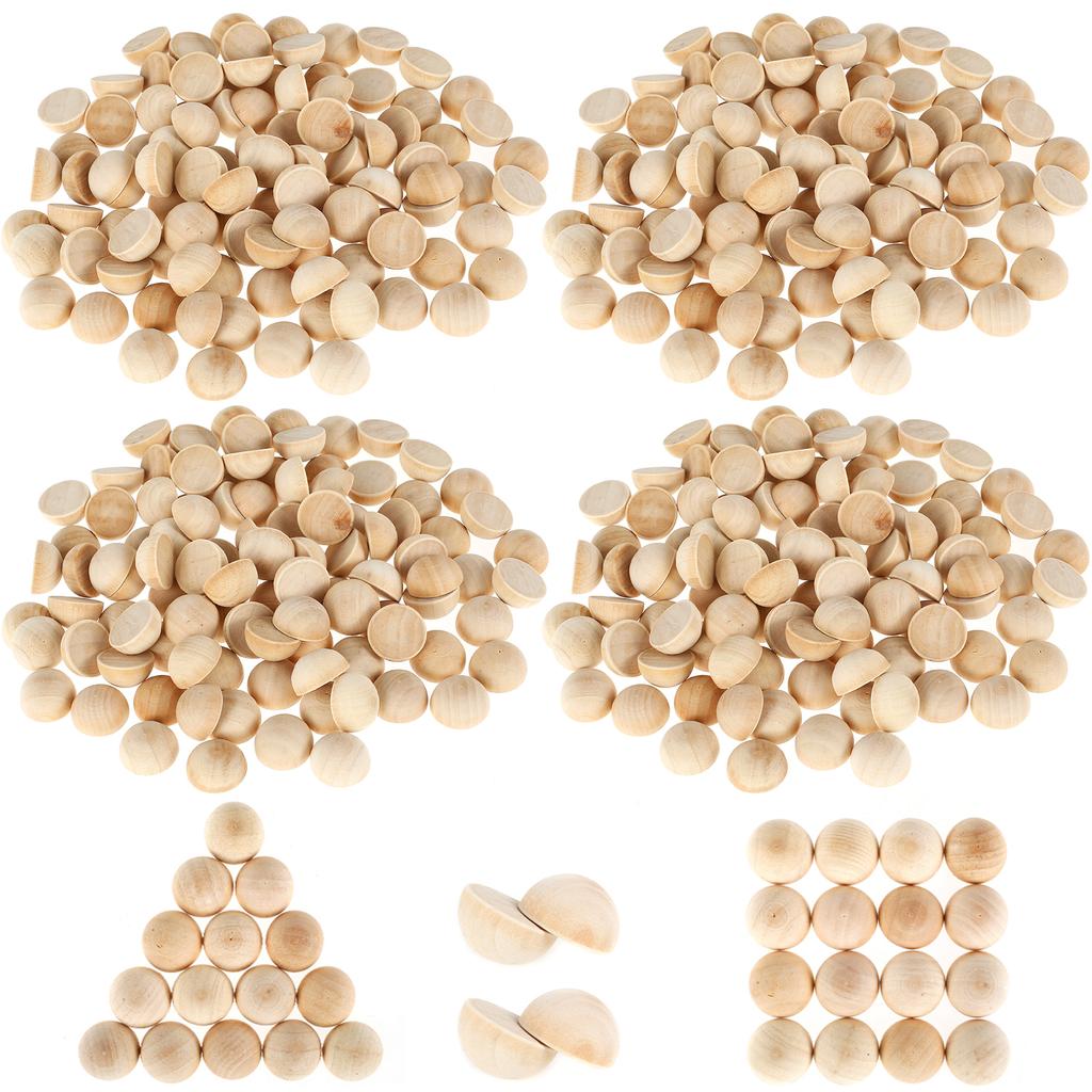 100/400 Pcs Half Wooden Beads 20 mm Mini Split Wood Balls Unfinished Half Round Wood Beads Hemisphere Wood Crafts Ball for Craft
