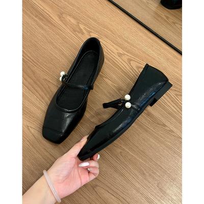Туфли на плоской подошве Black Pearl Square Head, нежные вечерние туфли во французском стиле, женские туфли в стиле ретро Mary Jane
