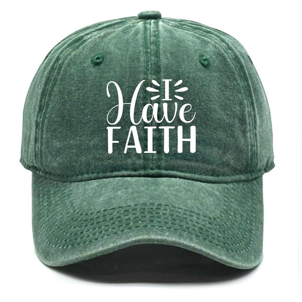 I HAVE FAITH" Print Snapback Sun Hat, Trucker Hat Solid Color Lightweight Fit Sun Protection Adjustable Baseball Hat