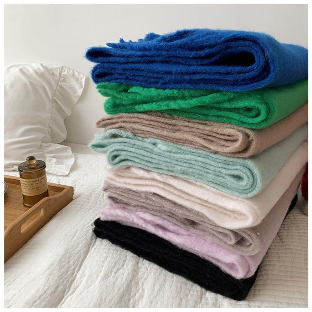 Solid Color Long Tassel Scarves Warm Wrap Shawls Elegant Winter Cashmere Scarf Women