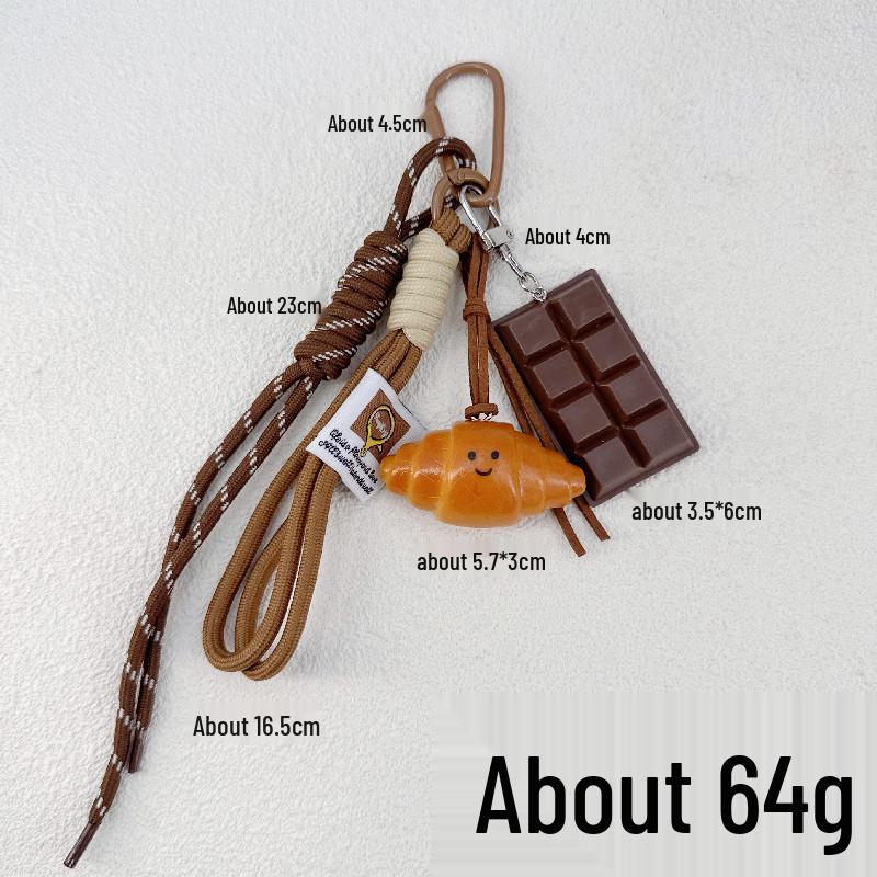 INS-Style Miu Series Alkaline Water Bread Bag - Cute Chocolate Pendant Jewelry Keychain