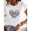 Short Sleeve Casual Ladies Fashion Female Graphic Tee Women Love Heart Watercolor Sweet Print Summer T Clothing T-shirts