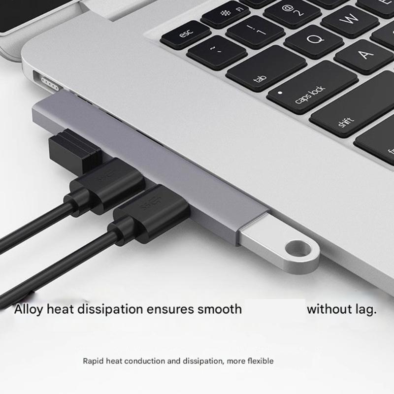 Алюминиевый 4-портовый USB-разветвитель с USB-коннектором под углом 90 градусов, экономичный удлинитель для ноутбука, ПК, консолей