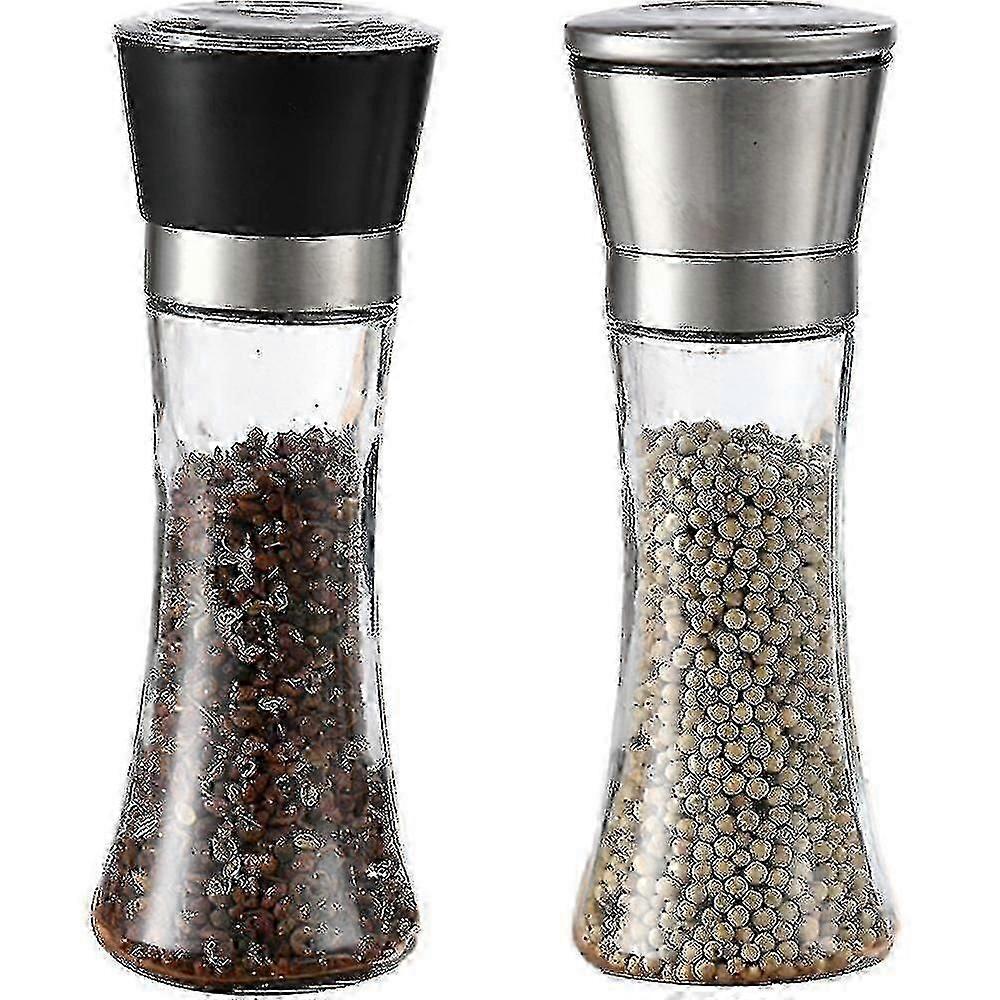 Premium Stainless Steel Salt And Pepper Grinder Set Of 2 - Adjustable Ceramic Sea Salt Grinder & Pepper Grinder