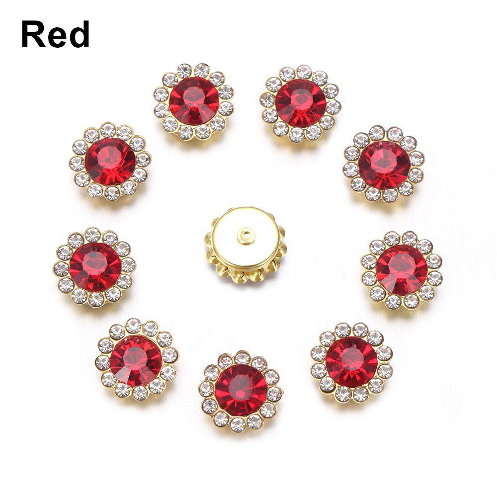 10PCS DIY Craft Sparkling Flower-shaped Rhinestone Buttons Crystal Glass Stone Clothes Decoration